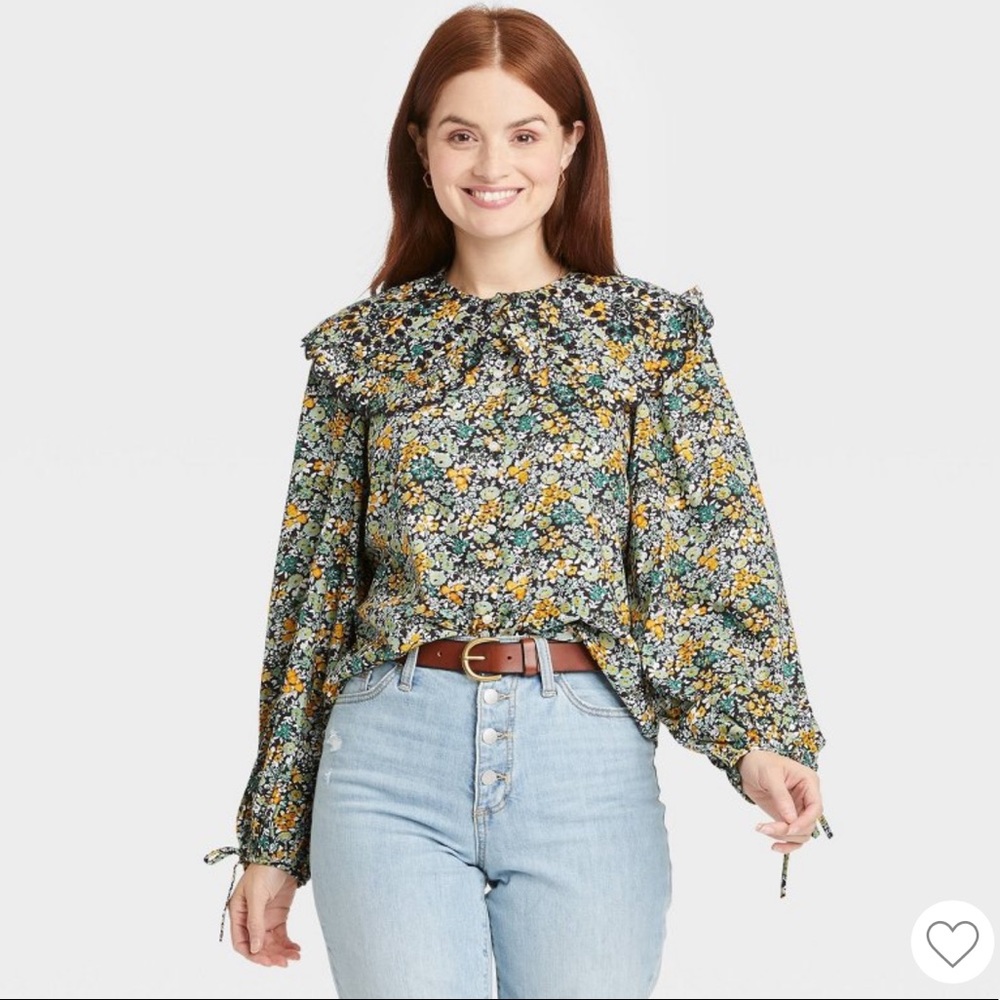 NWT Universal Thread Balloon Long Sleeved Embroidered Button-Down Shirt - Large